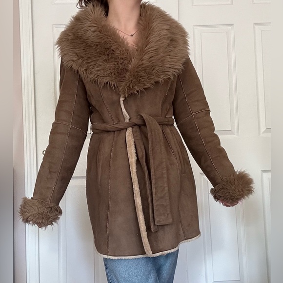Calvin Klein Suede & Faux Fur Coat - Picture 4 of 14